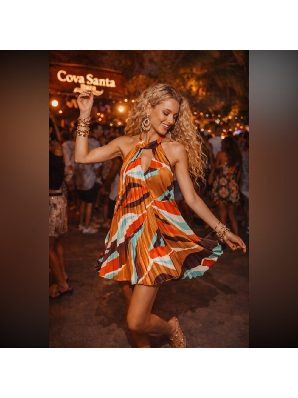 NWT Size M - HUTCH HALTER PLEATED SWING MINI DRESS (NWT US$ 188)